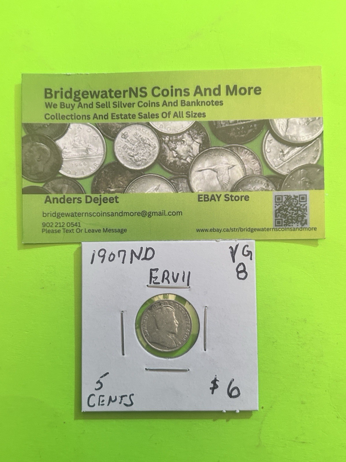 1907 Canadian  5 Cent Edward VII Sterling Silver Nickel   AG. Trending At $5