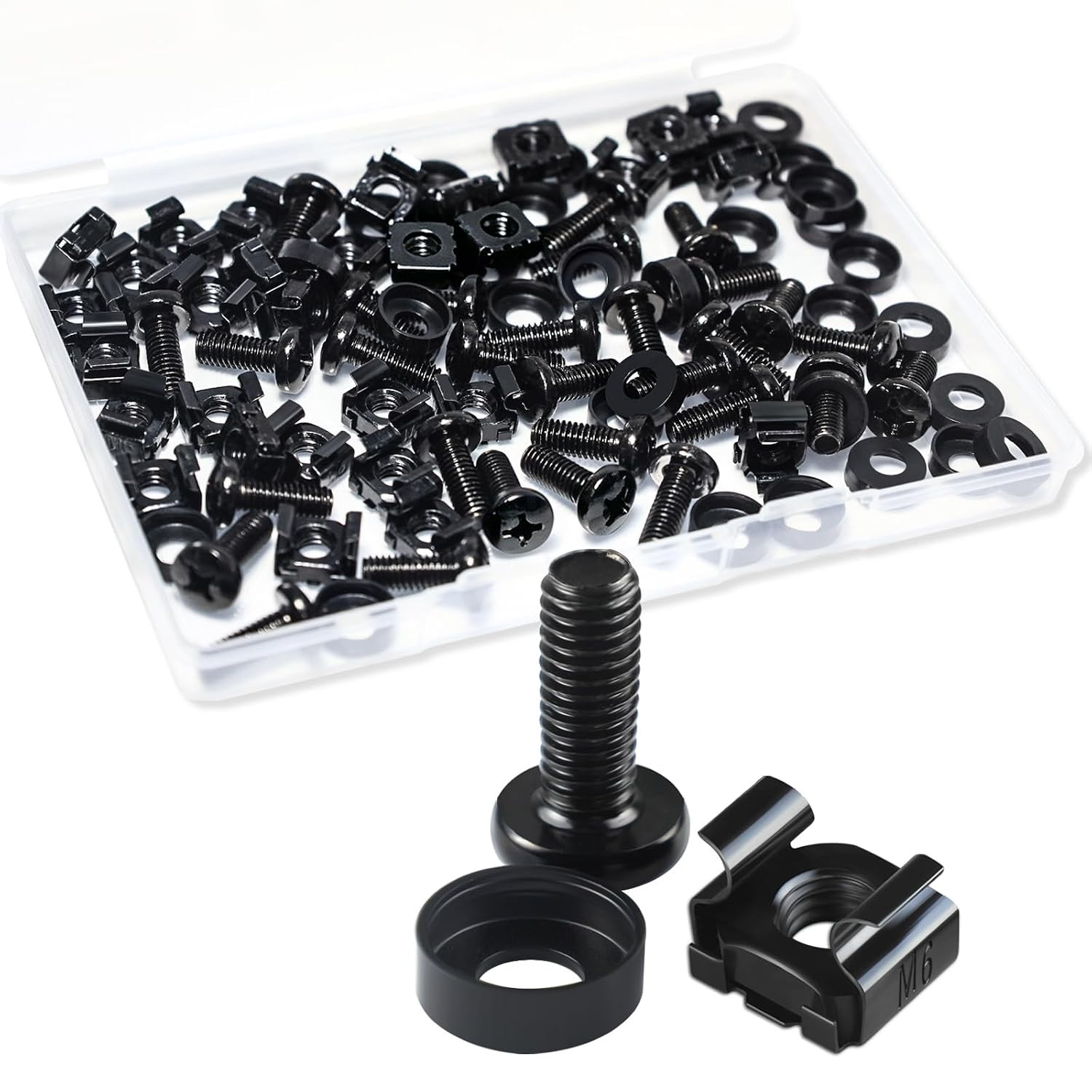 50 Pack M6 X 16Mm Rack Mount Cage Nuts, Cage Nuts and Screws, Rack Mount Screws