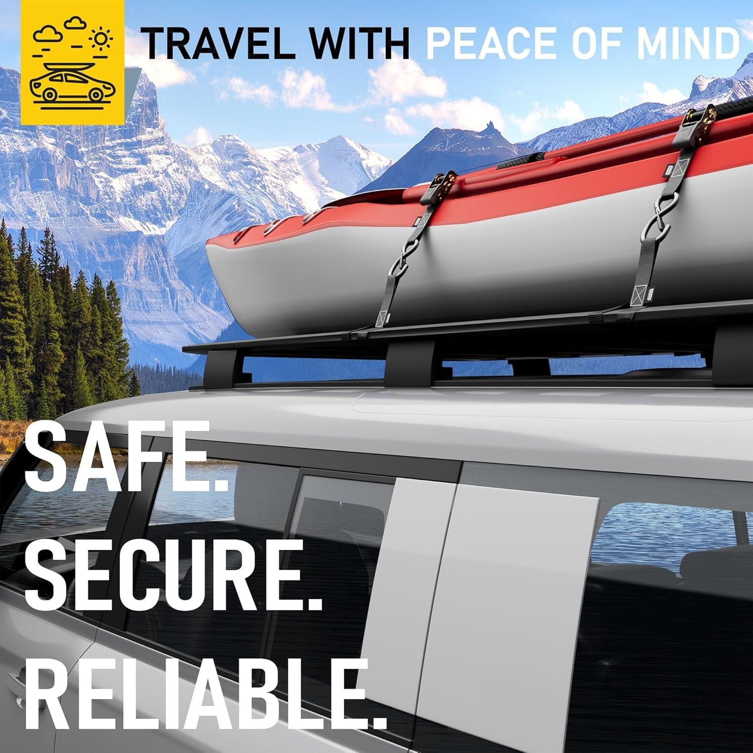 Versatile 6 Pack Soft Loop Tie Downs - Secure Loads Up to 1,500 lbs with Ease