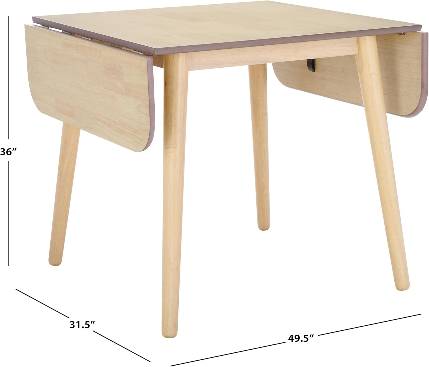 Space-Saving Modern White Washed Drop Leaf Dining Table for 4