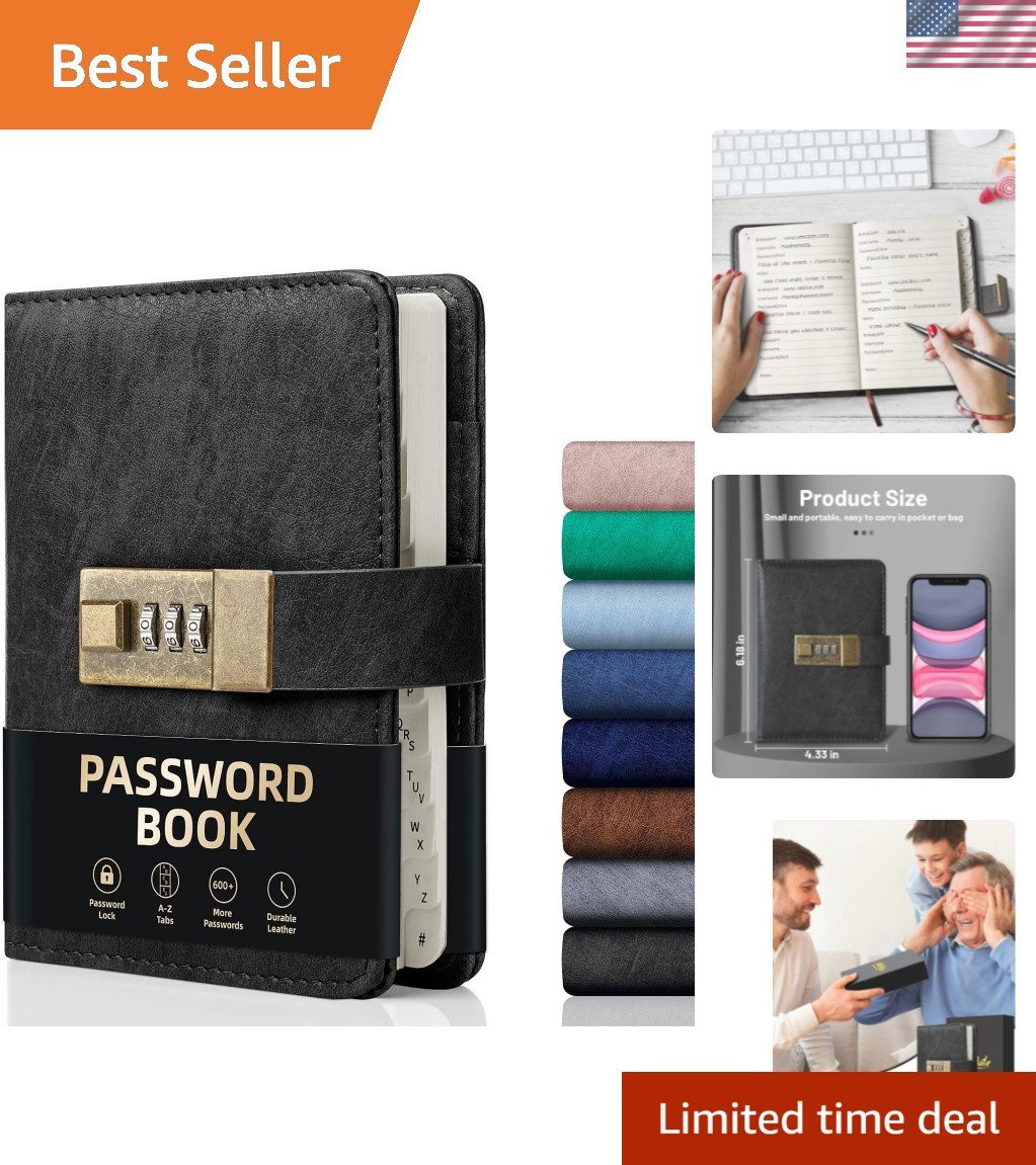Password Book with Lock, Password Book with Alphabetical Tabs 600+ Password S...