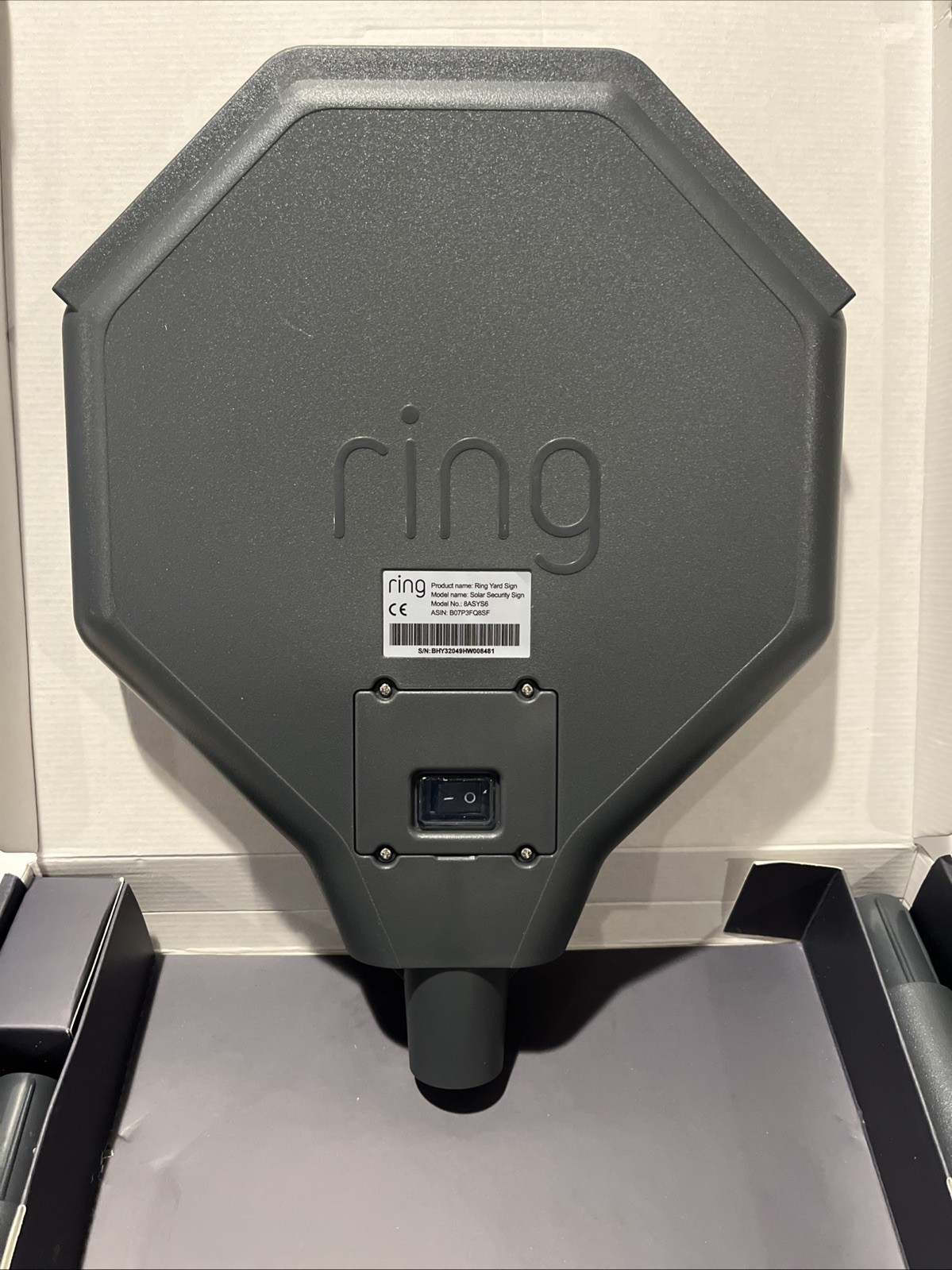 RING Solar Yard Sign Lights Up NEW Authentic Security Surveillance