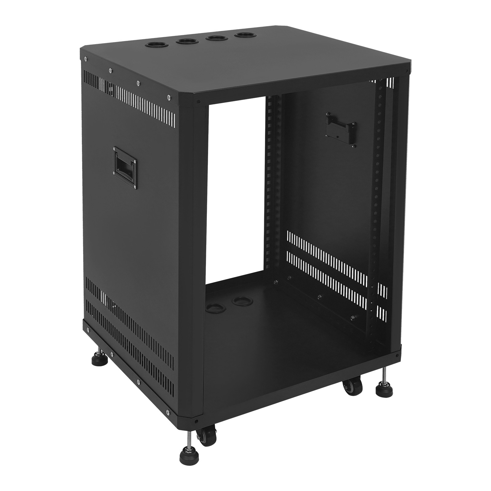 15U Audio Rack, Audio Rack with Feet & Wheels, Rolling Studio Rack Case