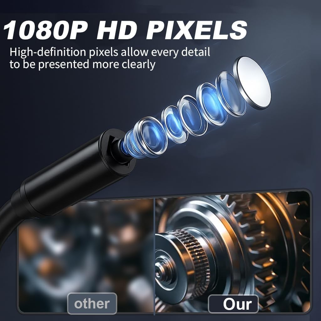 Endoscope Borescope Camera with Light, 4.3" IPS HD Garage Inspection Camera T...