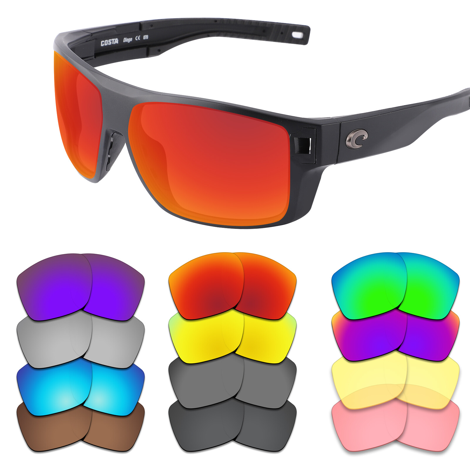 EYAR Polarized Replacement Lenses for-Costa Del Mar Diego 06S9034 Sunglasses