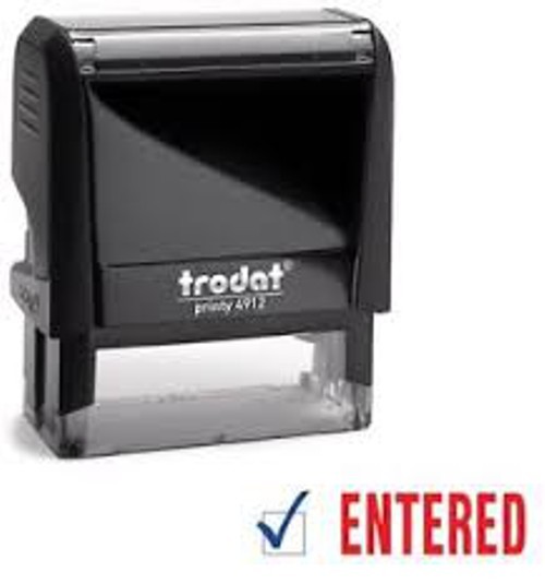 Trodat  4912 Self-Inking 2 Color ENTERED Stamp, 3/4 x 1-7/8" impression
