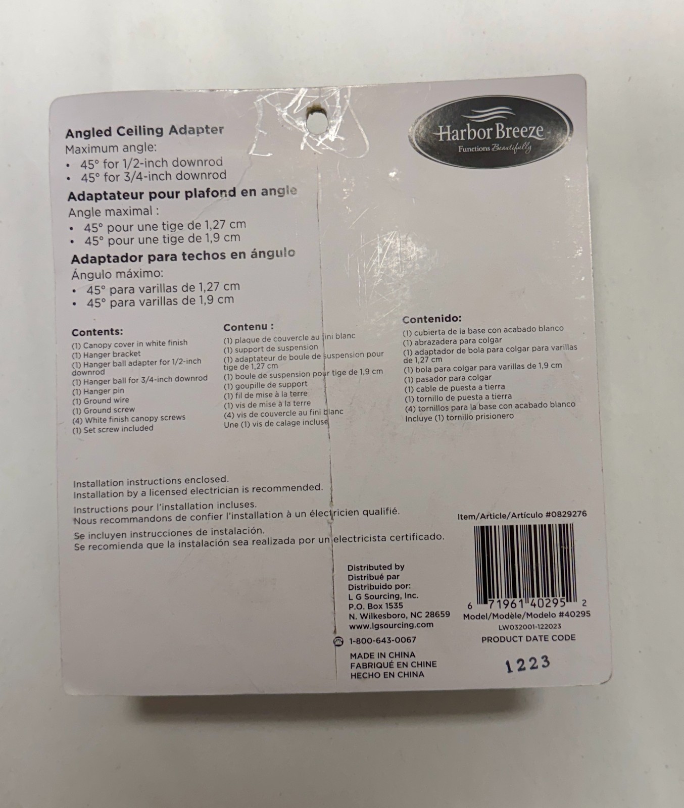 Harbor Breeze Angled Ceiling Adapter 0829276