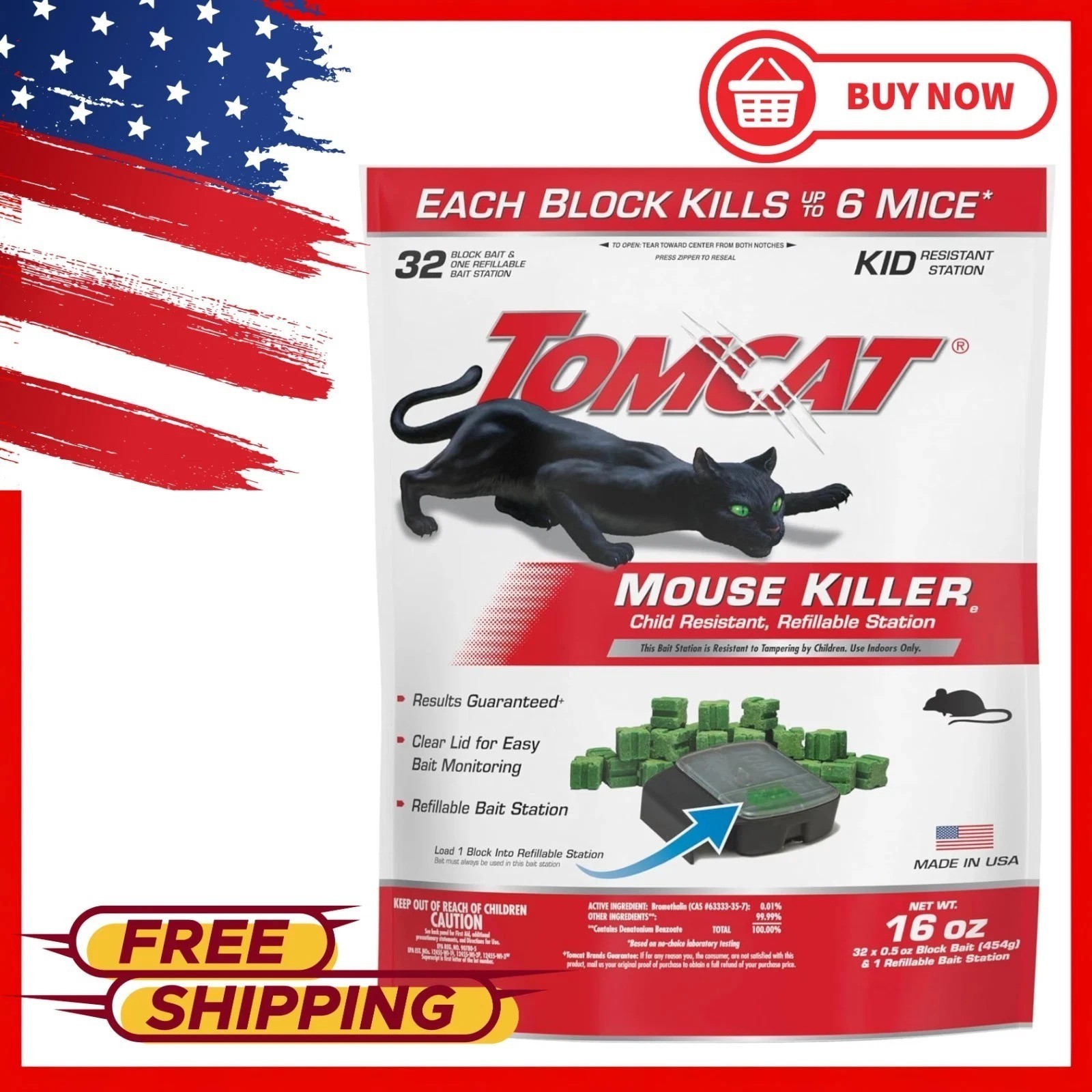 Mouse Mice Rat Killer 32 Blocks Bait Poison Rodent Station Trap Tomcat  Control