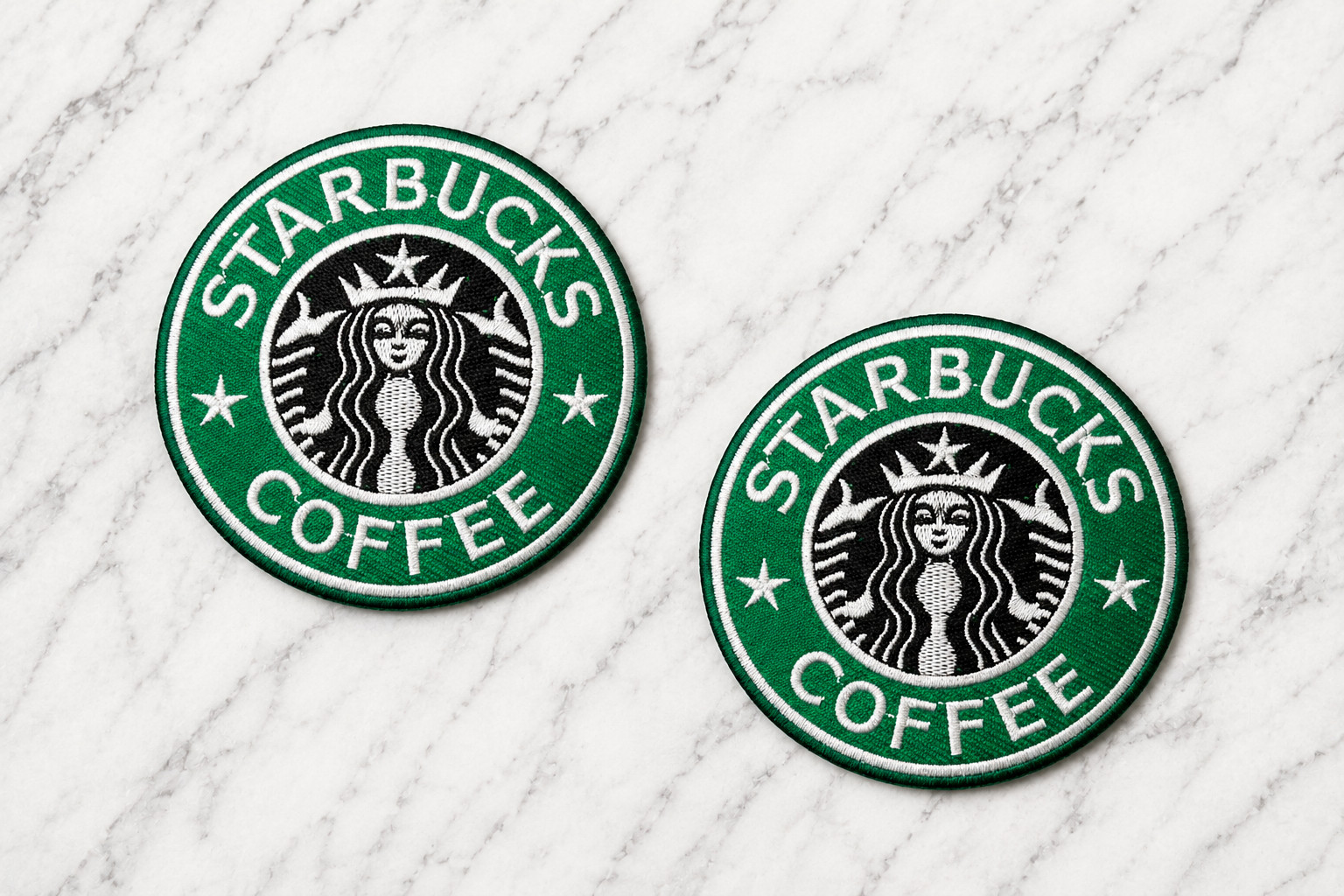 STARBUCKS COFFEE 2 PACK IRON ON PATCH 3" X 3"  FAST FREE SHIPPING & TRACKING
