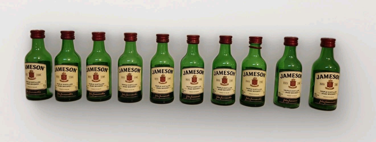 10 JAMESON IRISH WHISKEY GLASS NEW STYLE BOTTLES (EMPTY)