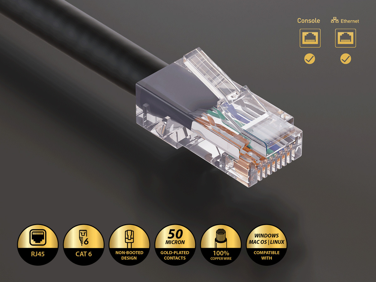 5ft Cat6 UTP Non-Booted Ethernet Network Patch Cable 24AWG Bare Copper, Black