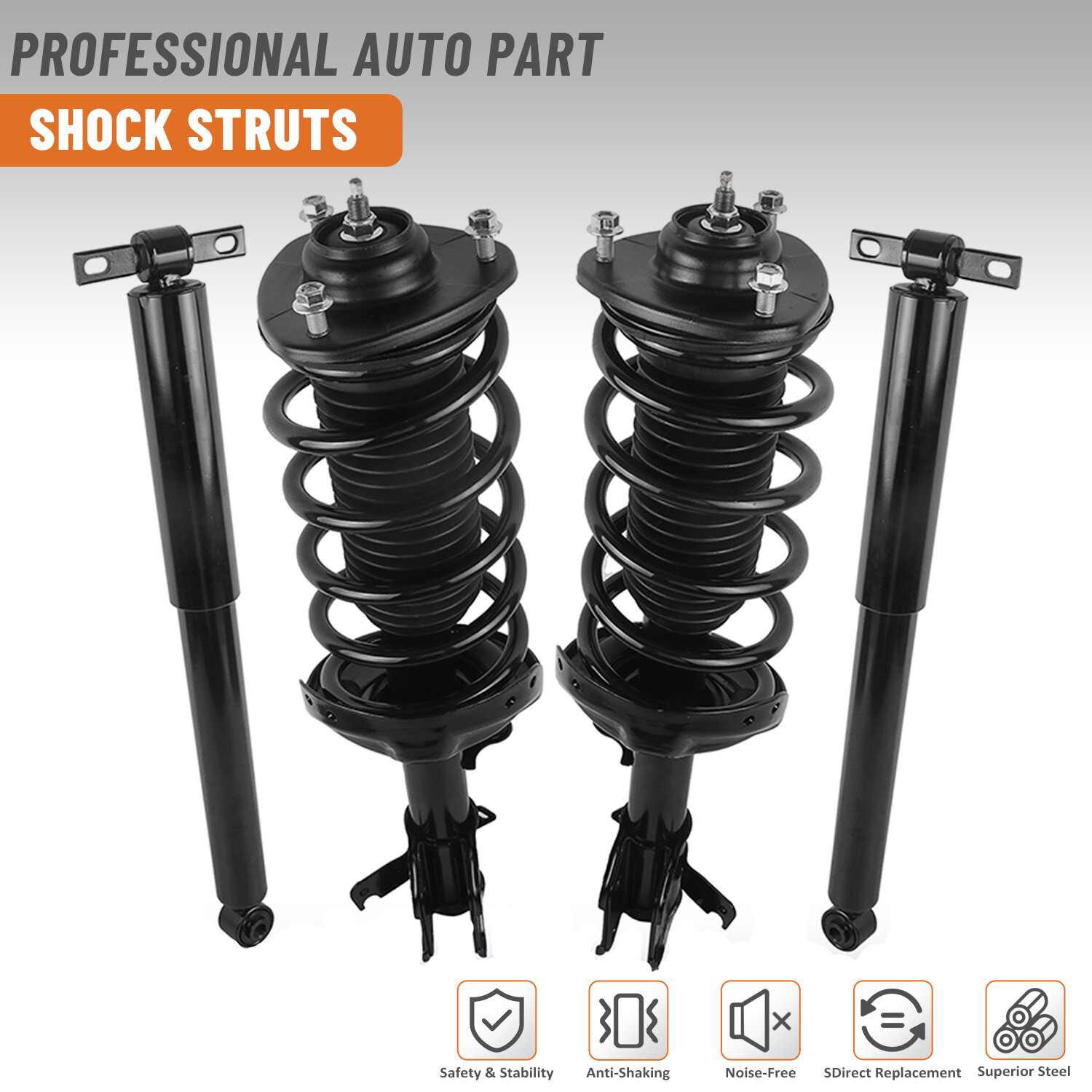 For 08-2010 Honda Odyssey 3.5L Full Front+Rear Absorbers Shock Struts 172542 FWD