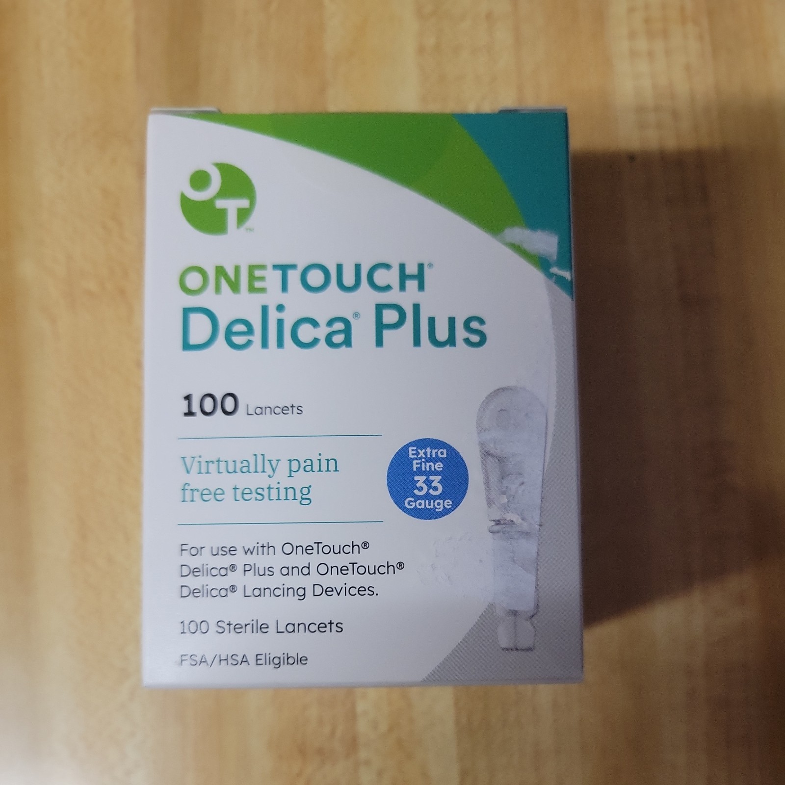 100 New One Touch Delica Plus 33G Lancets Extra Fine EXP 2028 Mint