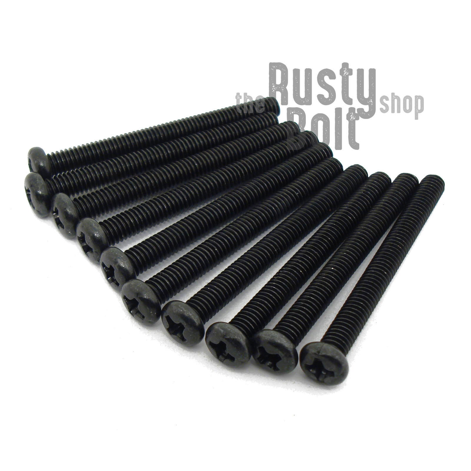 M4 x 40mm, Phillips Pan Head Screws, Steel, Black Oxide