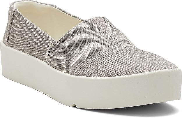 TOMS Women's Verona Platform Slip On Sneakers Shoes Dove Grey Canvas NEW 6