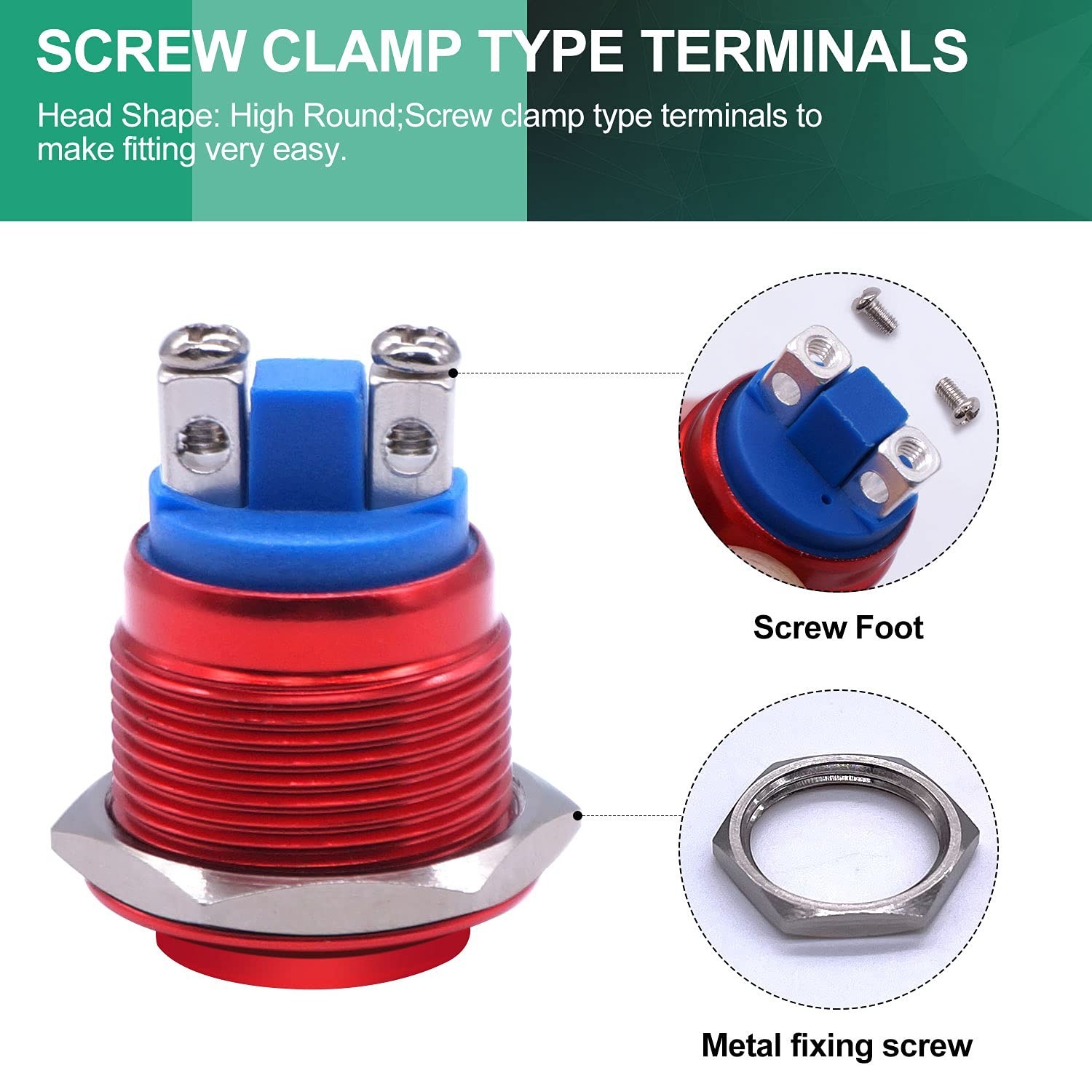 3A Waterproof Red Momentary Push Button Switch for Car Modification – 19mm