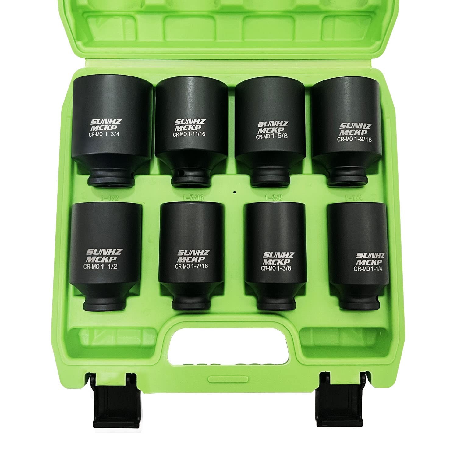 SUNHZMCKP 1/2 Drive Deep 6 Point Impact Socket Set 8 Piece Standard SAE Spindle