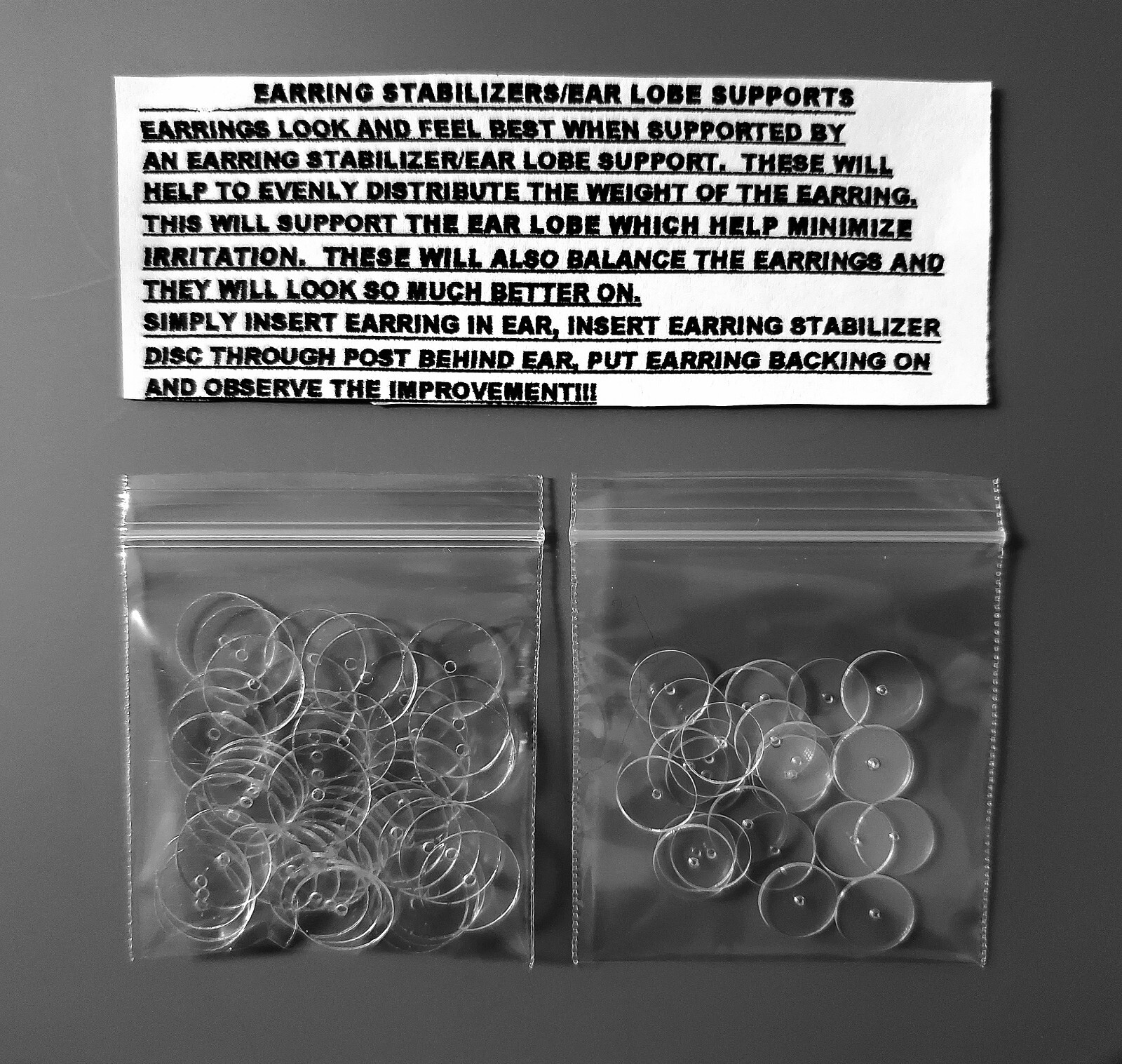 50 PCS - 2 SIZE LARGE & SMALL COMBO PACK - EAR LOBE SUPPORTS/EARRING STABILIZERS