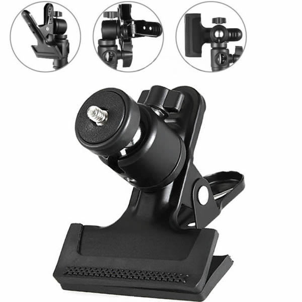New Black Photo Studio Flash Spring Clamp Clip+Ball Head fr Camera DC DSLR Light