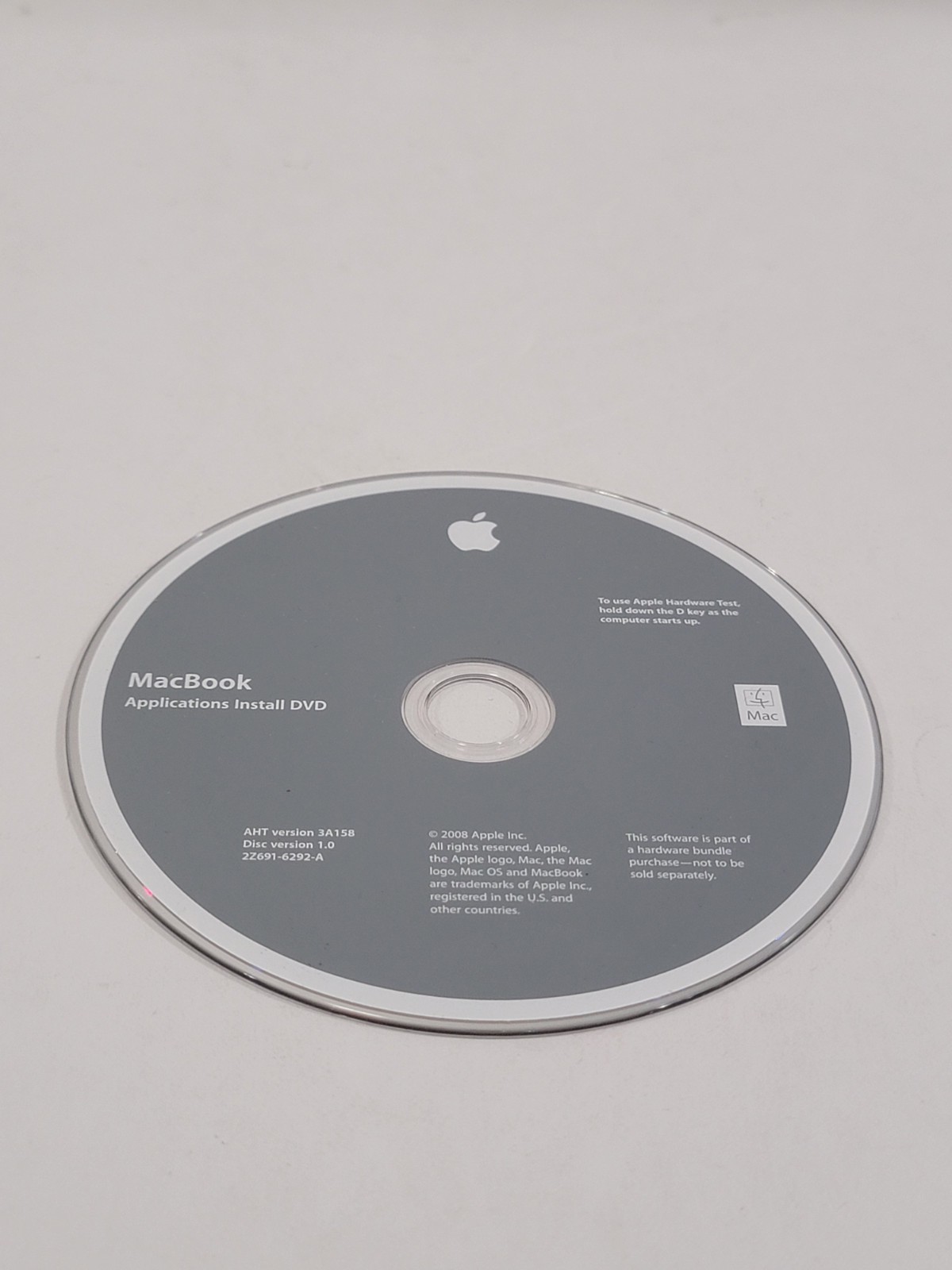MacBook Application Install DVD - Disc Version 1 - Version 3A158 - 2Z691-6292-A
