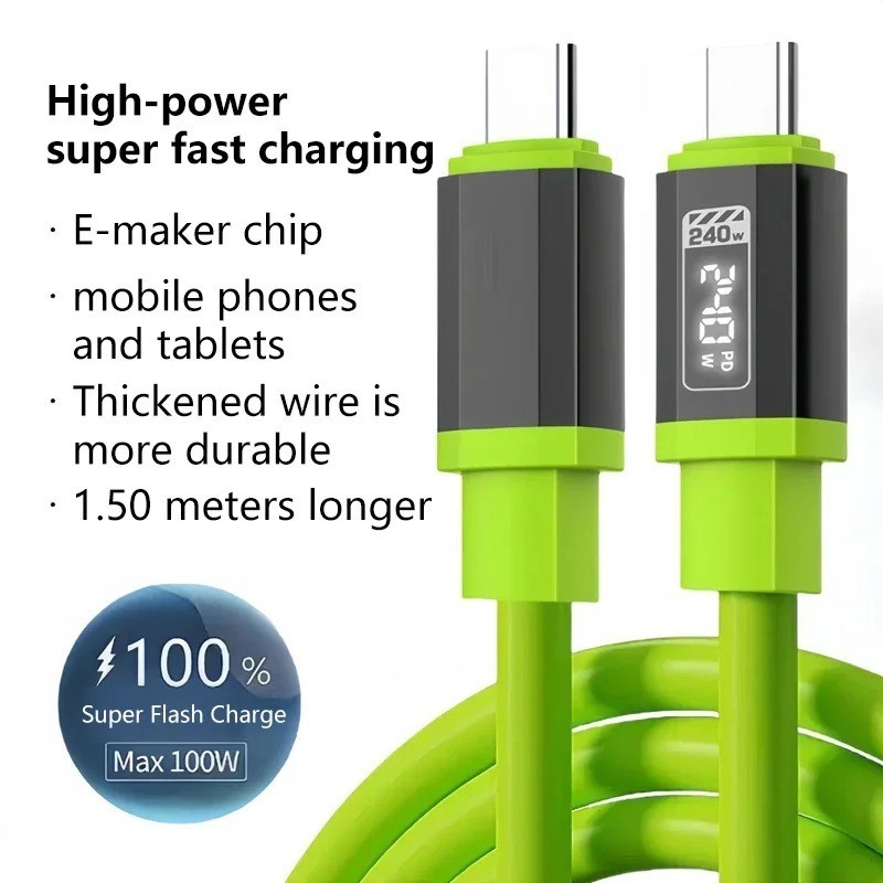 240W USB Type C Fast Charging Cable Nylon Braided Quick Charger Data Sync