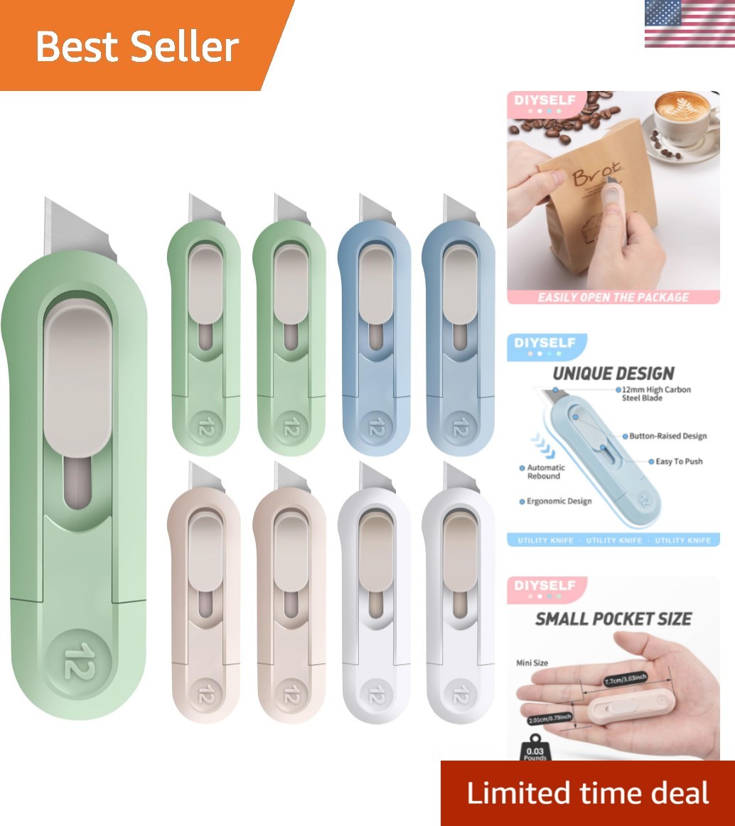 8 Pack Box Cutter, Box Cutter Retractable Letter Opener, Cute Utility Knife E...