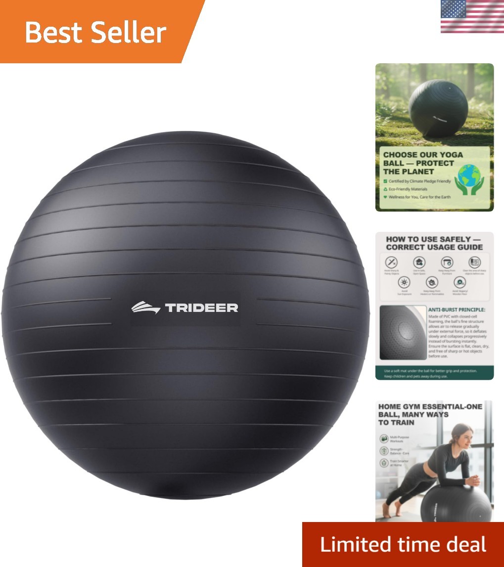 Exercise Ball for Yoga, Pilates & Fitness – Stability Ball Equipment for Home...