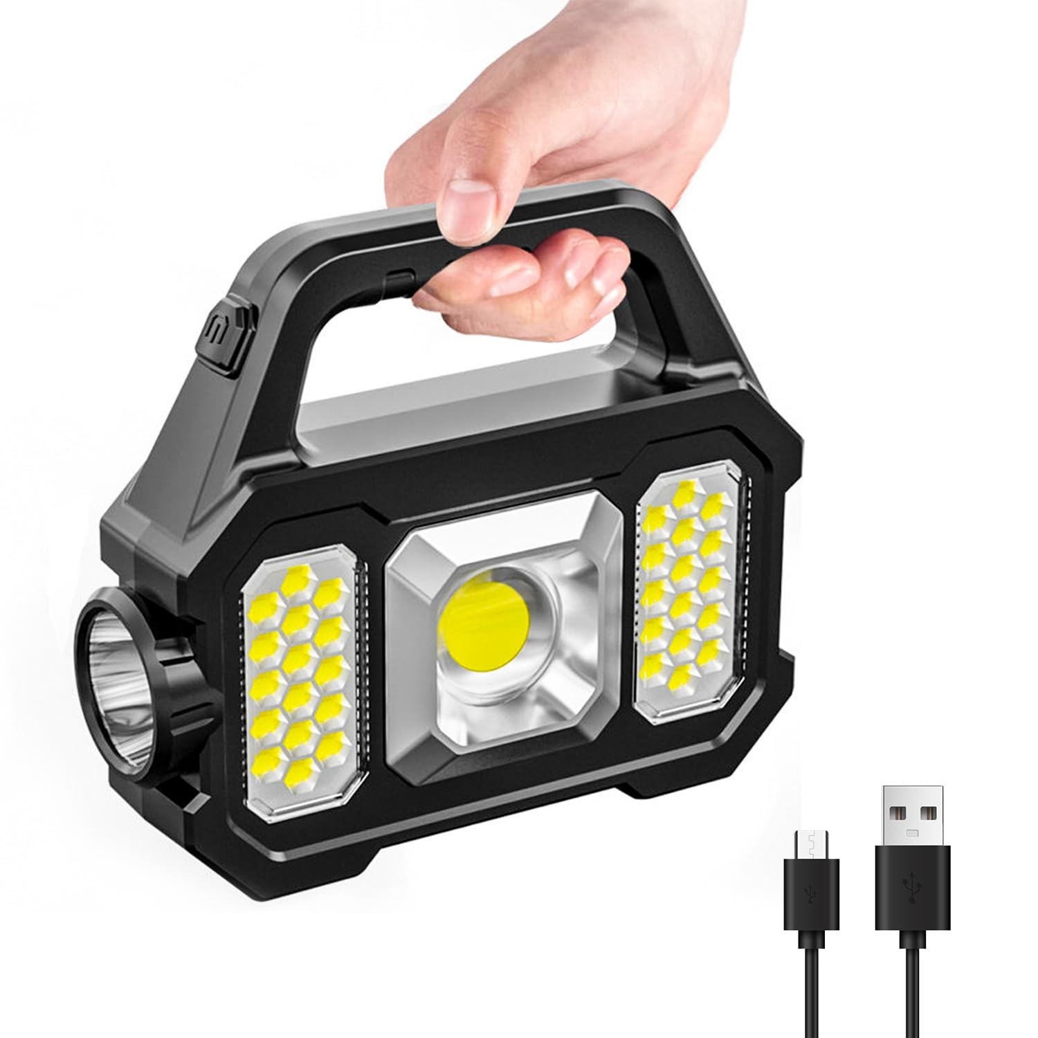 Solar Handheld Flashlight, 1000 Lumens Solar or USB Charging Handheld Flashli...