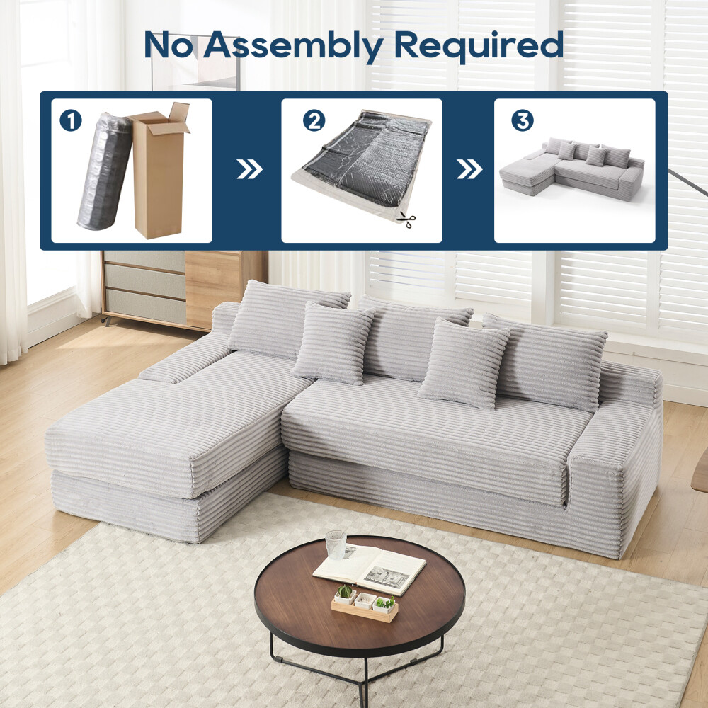 L-Shaped Sectional Couches Convertible Sofa Bed, Compression Sofa, Modular Couch