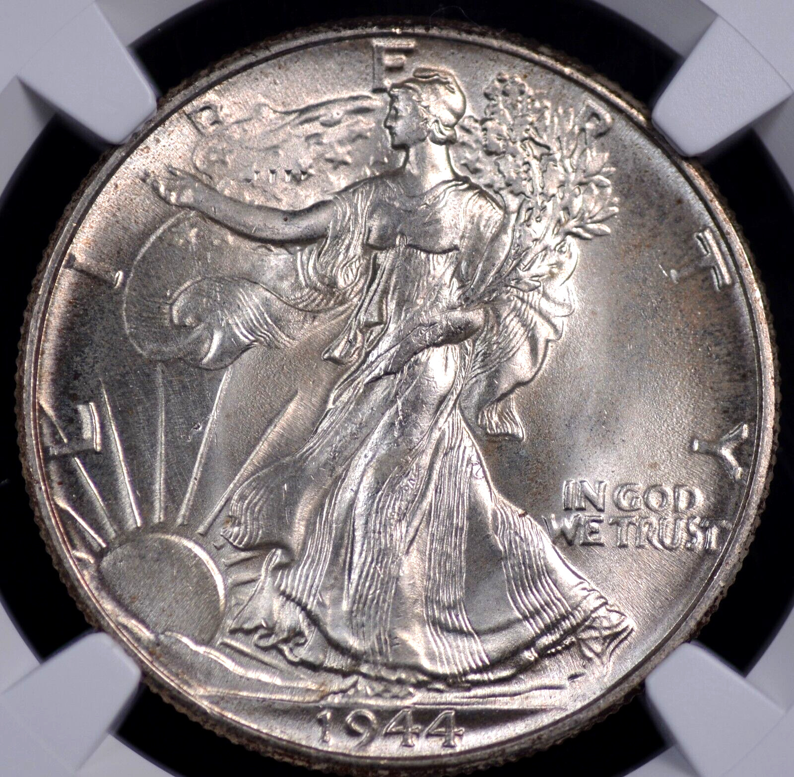1944 WALKING LIBERTY HALF DOLLAR NGC MS 65 LUSTROUS GEM WITH A SUBTLE VANILLA