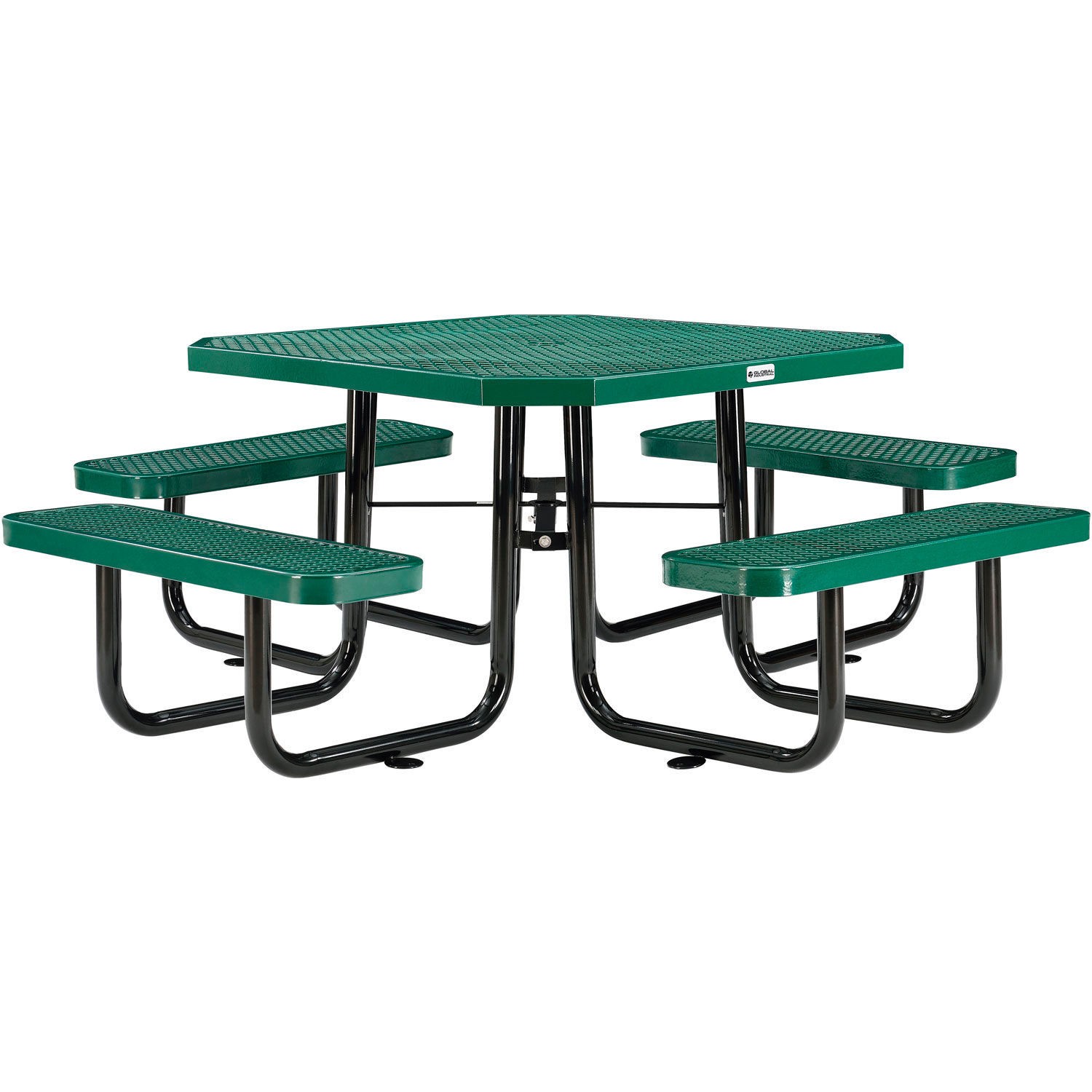Global Industrial 46" Octagonal Picnic Table Expanded Metal Green