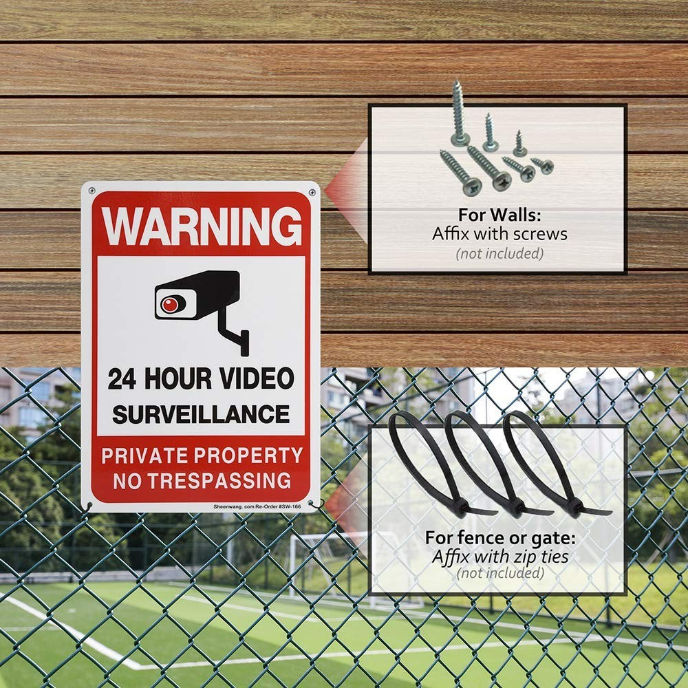 2-Pack Private Property No Trespassing Sign, video surveillance signs outdoor...