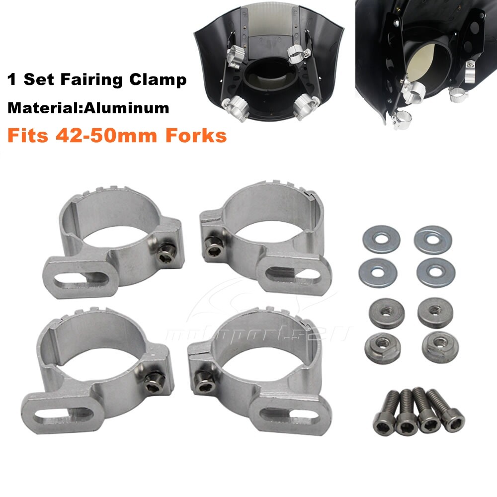 1 Set Adjustable Fairing Clamp Bracket Assemblies For Motorcycle 42-50mm Forks