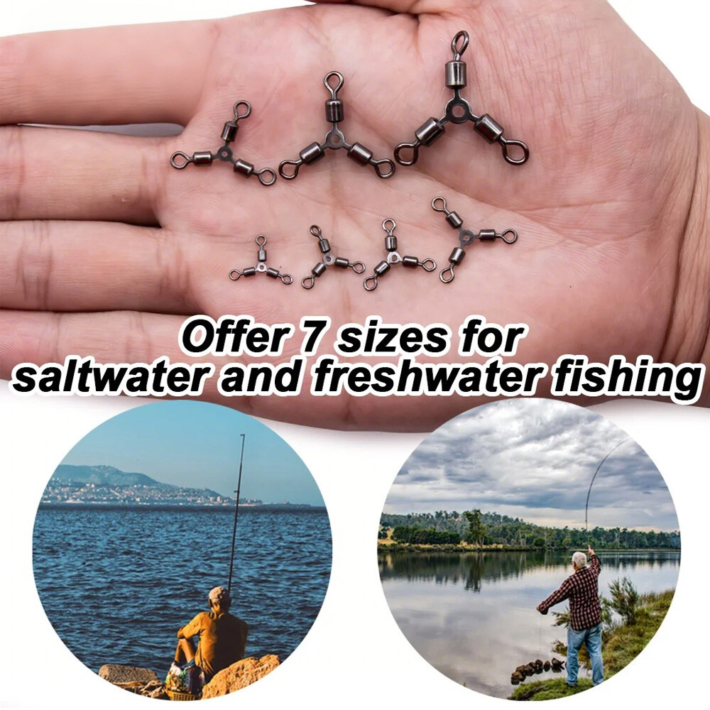 30x 3 Way Swivel Fishing Tackle Saltwater Stainless Steel Fishing Lure Connector