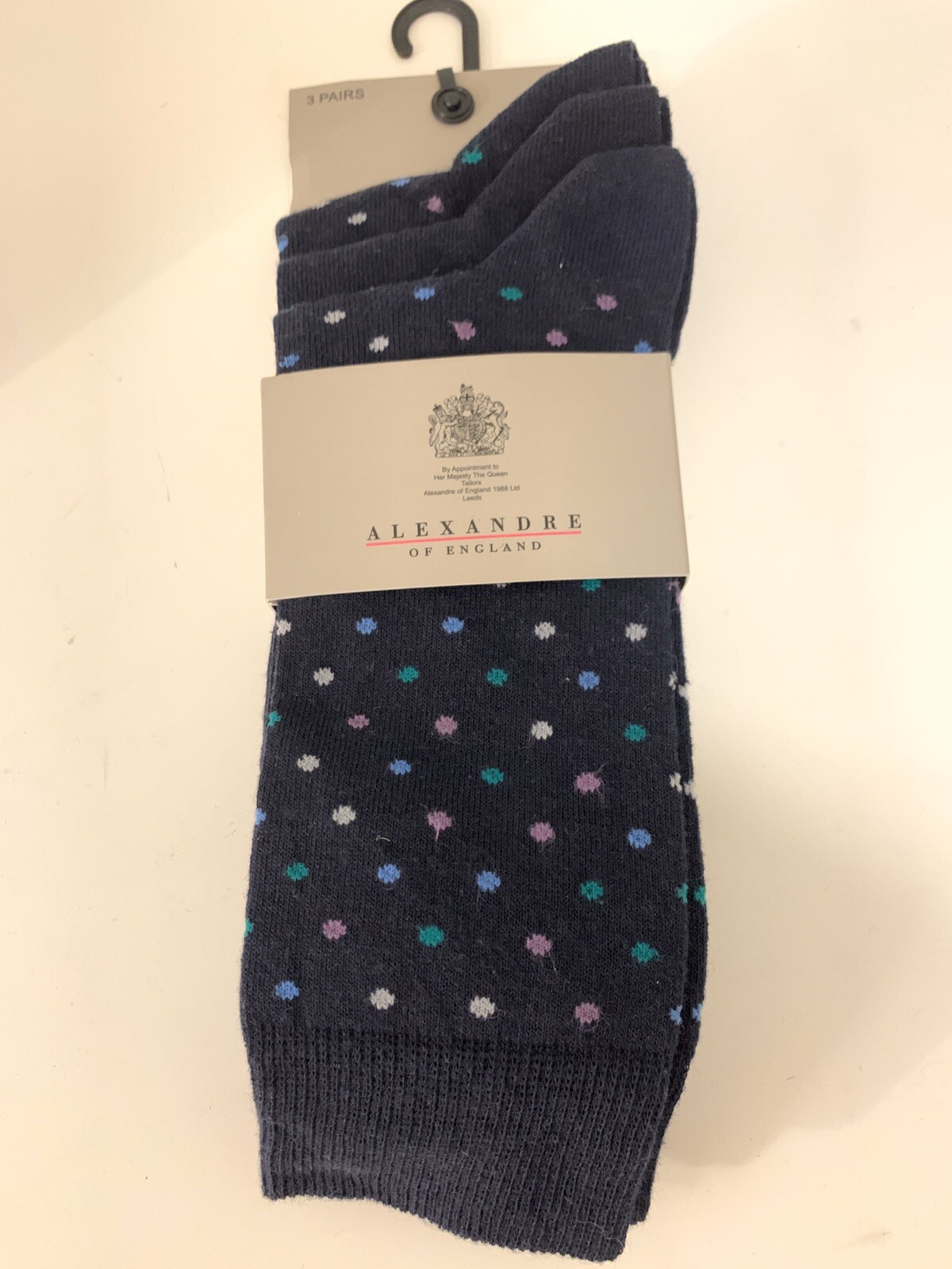 NEW Alexandre of England Men's Navy Polka Dot Dress SOCKS BNWTAGS