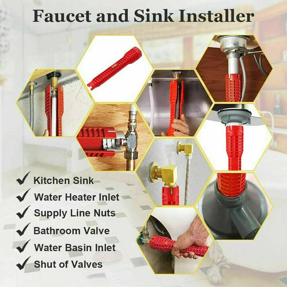 Faucet Sink Installer Multi Tool Wrench Plumbing Kitchen Water Pipe Spanner