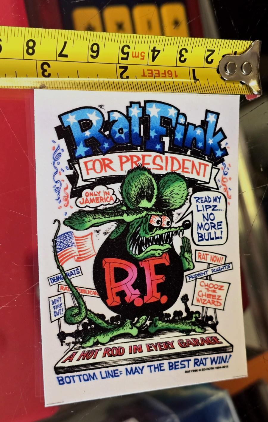 Rat Fink 3x4" For President Political Voting Decal Sticker Ed Roth Licensed