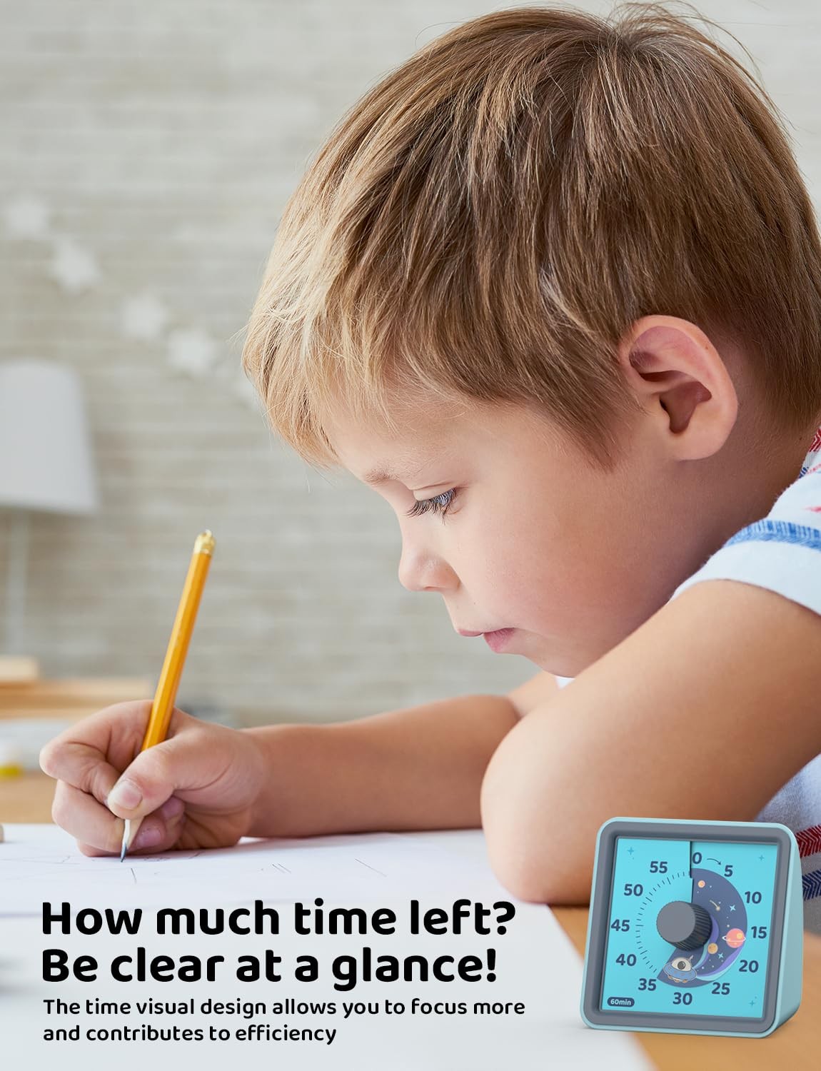 LIORQUE Visual Timer for Kids, 60 Minute Countdown Timer, Steel Blue