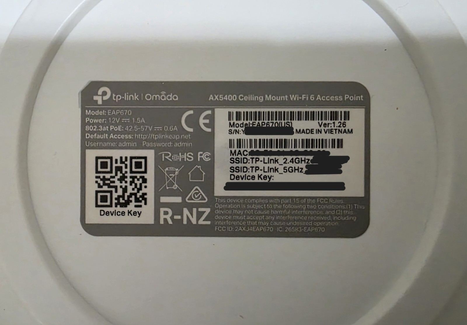 TP-LINK EAP670 AX5400 WiFi 6 Ceiling Mount PoE+ Wireless Access Point - White
