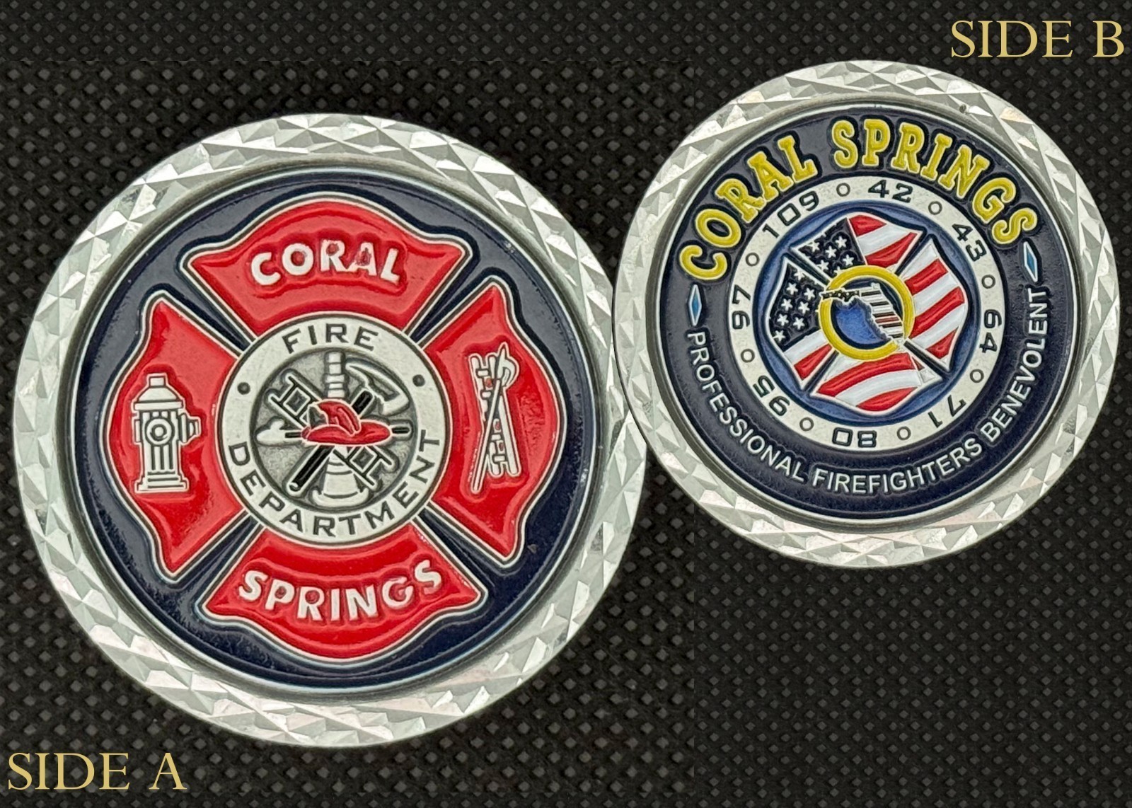 Coral Springs Fire Department Professional Firefighters Challenge Coin 4#D