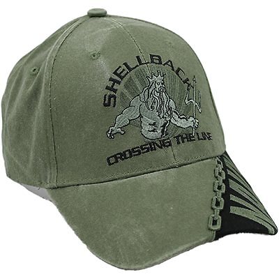 US Navy Shellback Embroidered Emblem Green Baseball Cap Hat Official Licensed
