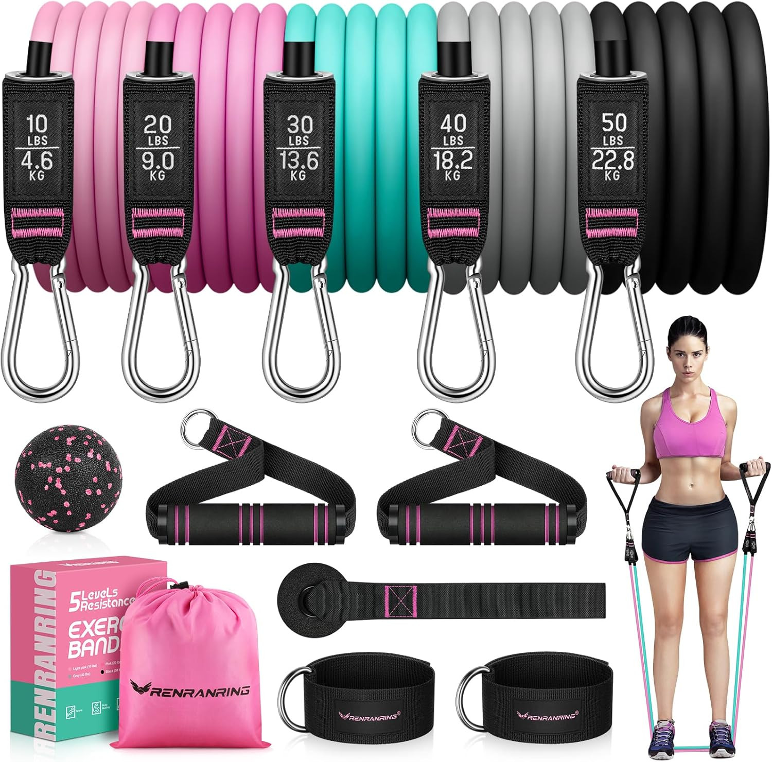 Resistance Bands for Working Out, 150LBS Exercise Bands, Workout Bands, Resistan