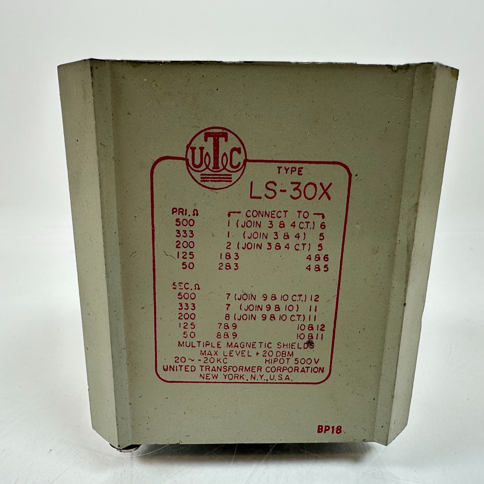 Vintage Orignal UTC LS-30X Audio Transformer