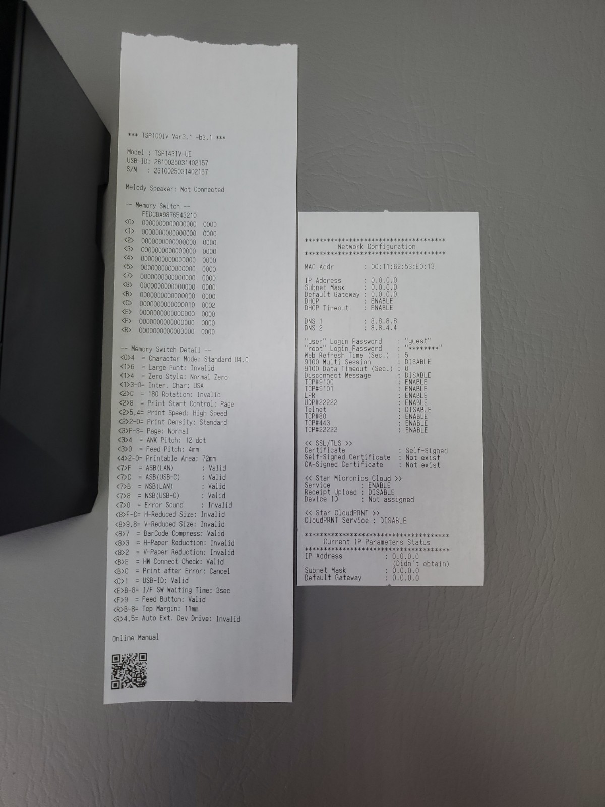 Star Micronics - TSP143IV-UE Thermal POS Receipt Printer - Excellent Condition