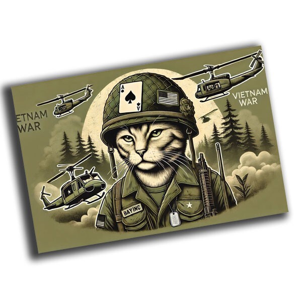nice vintage military cat Vietnam War retro WW2 Photo Glossy 4*6 in α44