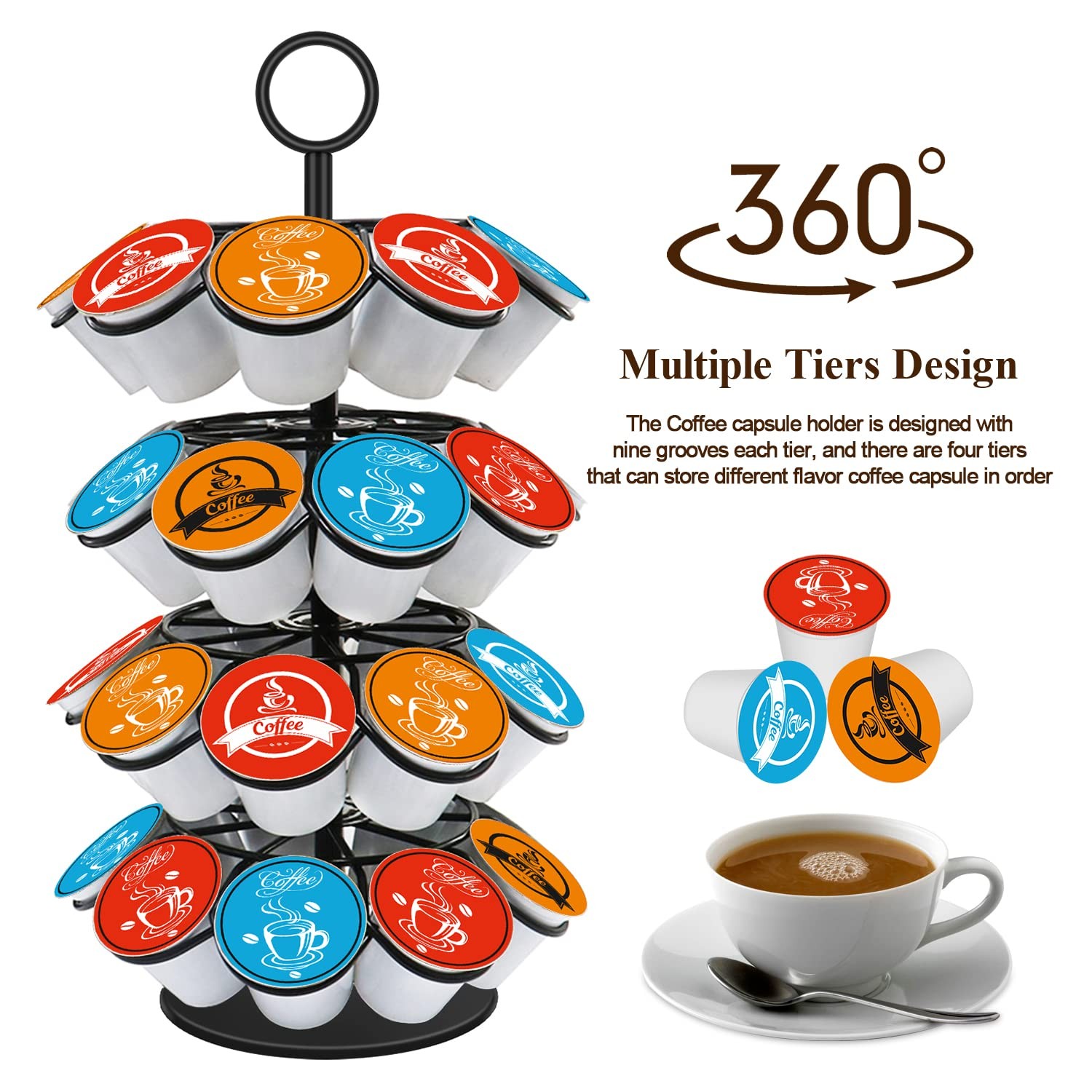 Coffee Pod Carousel Holder,Compatible with K-Cups Organizer Compatible with 3...