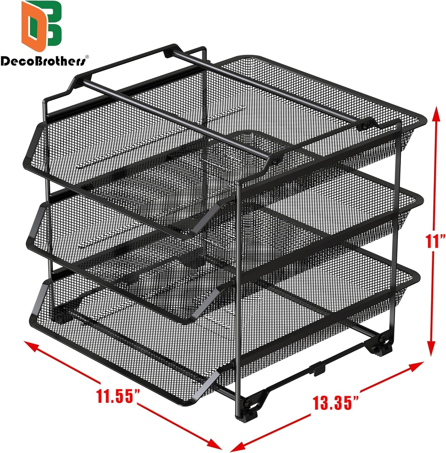 Stackable Sliding Letter Tray Paper Organizer, 3 Tier, Black