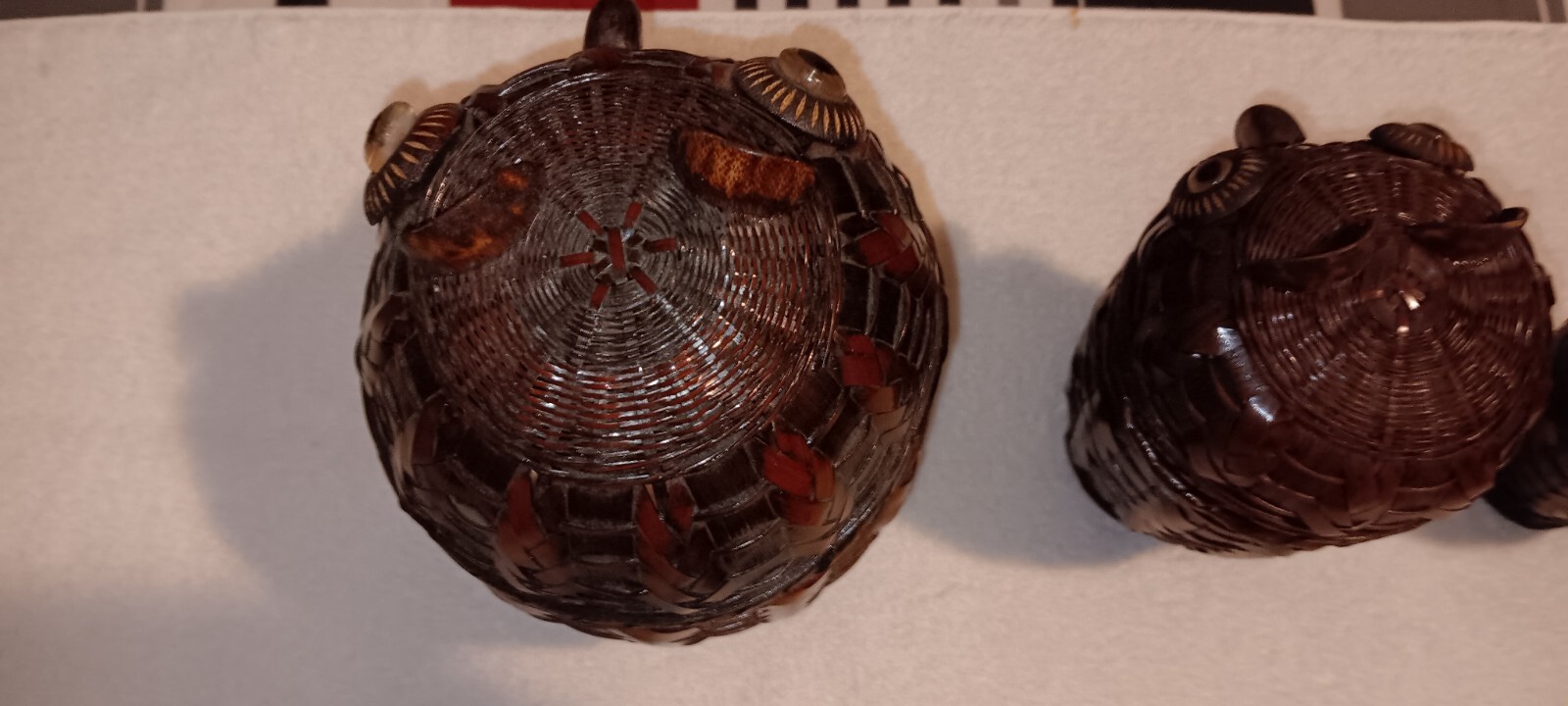 Vintage Owl Nesting Wicker Ratan Baskets LARGE Decor Set