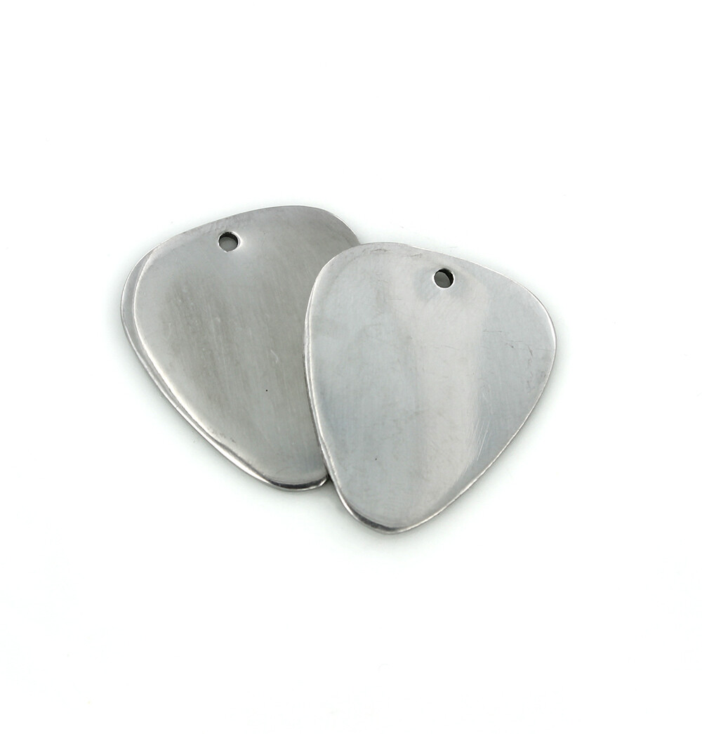 Guitar Pick Stamping Blanks - Stainless Steel - 32mm x 28mm - 1 Tag - MT750