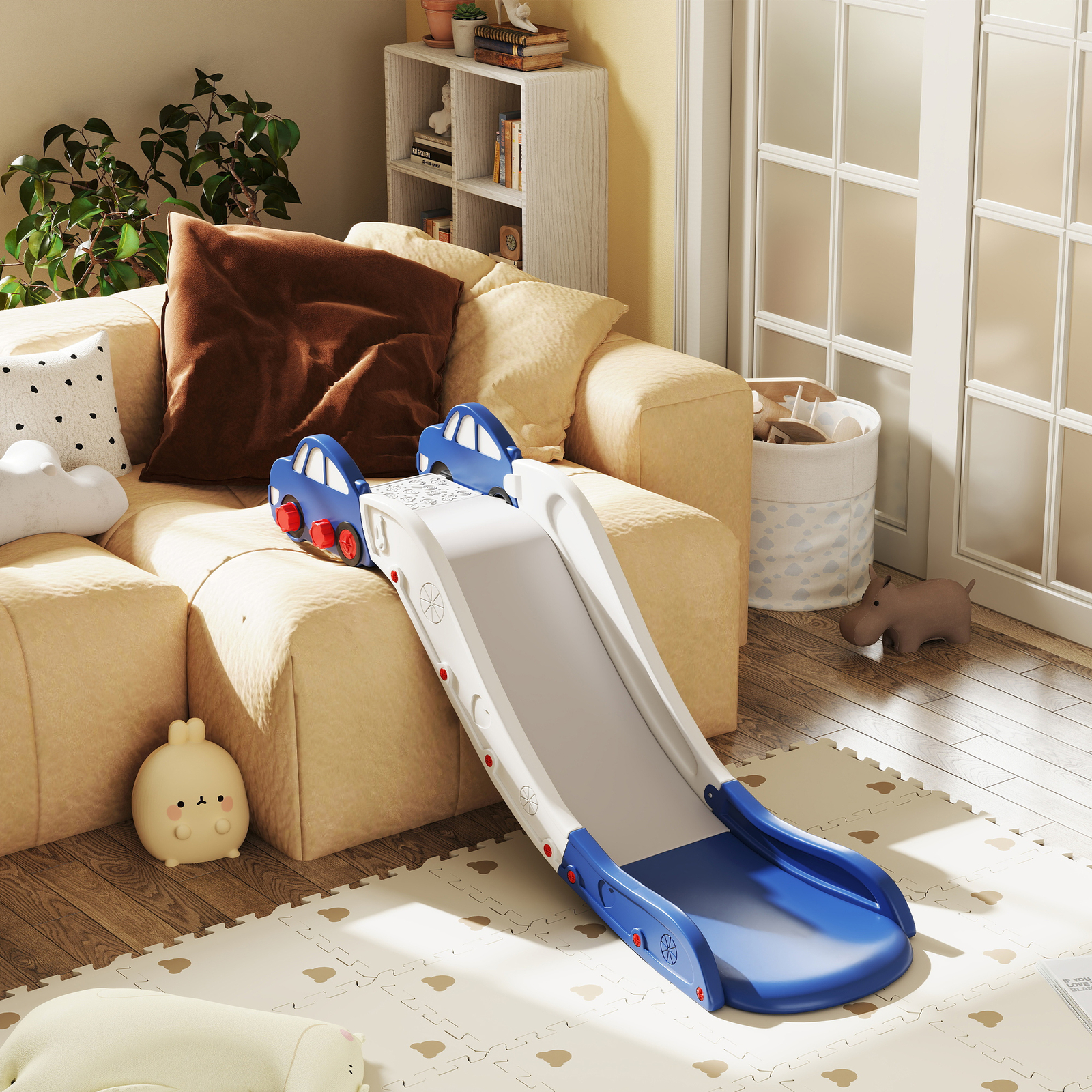 Toddler Slide for Bed, Sofa, Extra Length, Easy to Assemble, Blue